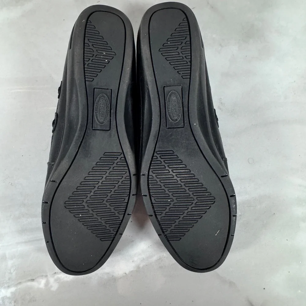 Dr Scholl's Vintage Black Leather Comfort Flats Moc Toe Slip On Grannycore 6.5 M - Picture 8 of 12